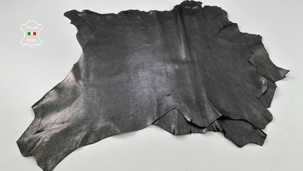 GUNMETAL LAME SHIMMER PRINT Soft Goatskin leather hides 2 skins 8sqf 1.0mm C2556