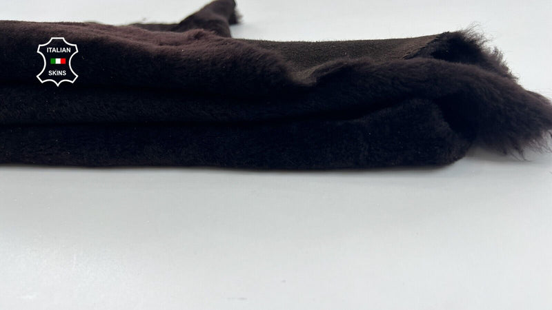 DARK MAHOGANY BROWN HAIR On sheepskin Shearling Leather hides fur 24"x30" #C1186