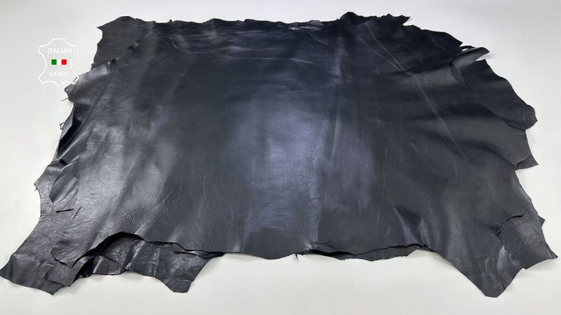 JET BLACK SHINY Soft Italian Lambskin Sheep leather 3 skins 18sqf 0.8mm #C2297