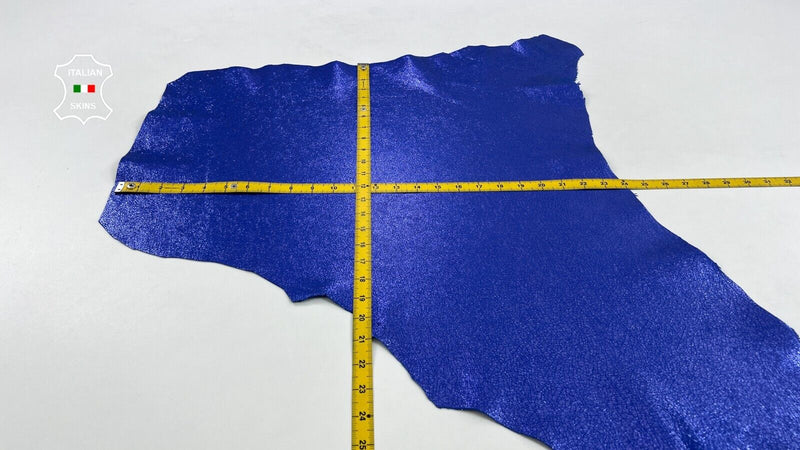 METALLIC BLUE CRACKED Thick Soft Italian Goatskin leather hide 4sqf 1.1mm #C1169