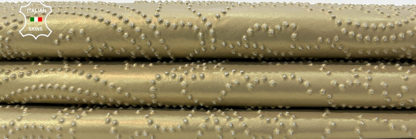 GOLD PEARLIZED TEXTURED EMBOSSED Italian Lambskin leather hide 6+sqf 0.9mm #C421