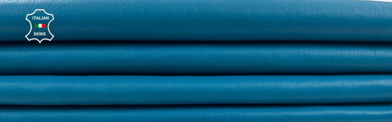 TEAL TURQUOISE BLUE Italian STRETCH Lambskin leather 2 skins 11sqf 0.9mm #C1136