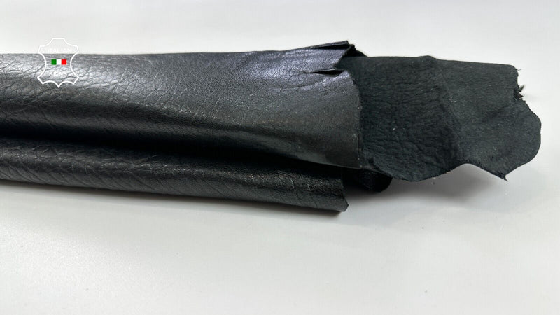 BLACK GRAINY SHINY Thick Italian Goatskin Goat leather hides 4+sqf 1.4mm #C2174