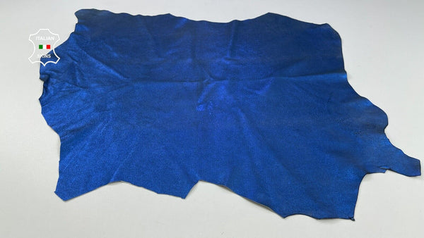 METALLIC COBALT BLUE GRAINY VINTAGE LOOK Soft Lambskin leather 5+sqf 0.9mm C2284