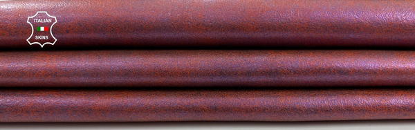 PEARLIZED PURPLE DISTRESSED ON ORANGE Soft Lambskin leather 5+sqf 0.9mm C2109