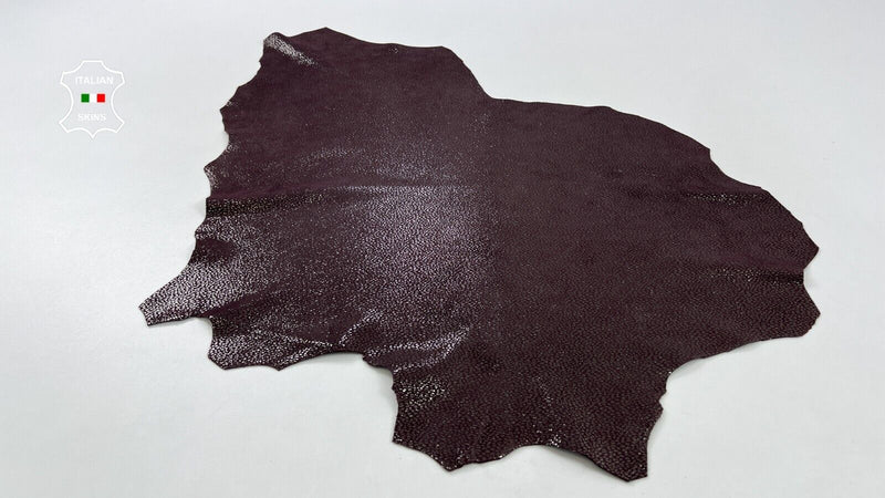 EGGPLANT MAUVE SILVER PRINT Thick Goatskin Goat leather hides 3sqf 1.1mm #C1093