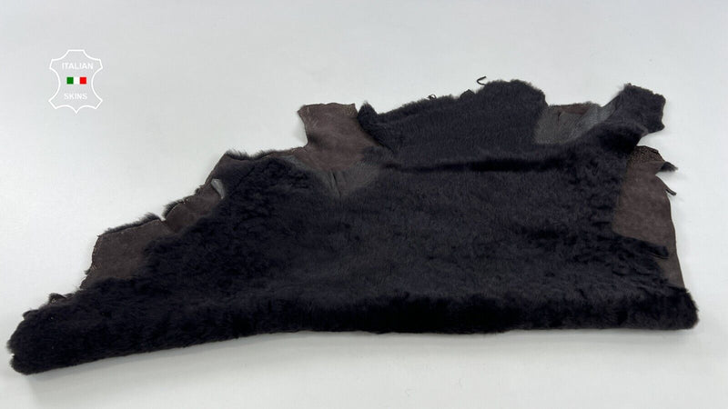 DARK BROWN Hair On Soft Italian sheepskin Lamb shearling fur hide 24"x25" C1957