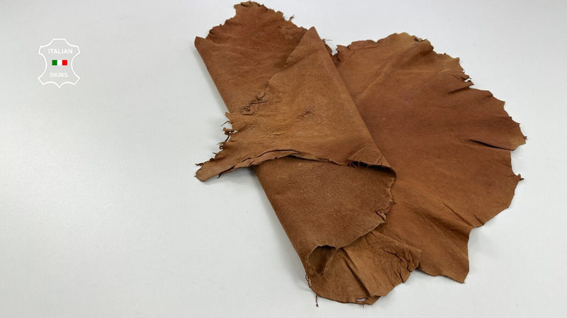 WASHED BROWN WRINKLED VEGETABLE TAN VINTAGE LOOK Lamb leather 6+sqf 1.1mm C2805