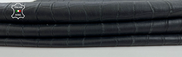 ANTHRACITE CROCODILE TEXTURED PRINT ON Soft Lambskin leather 5sqf 0.8mm #C1267