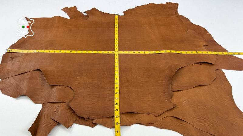 TAN BROWN TEJUS TEXTURED EMBOSSED ON Goatskin leather 4 skins 24sqf 1.2mm #C1949