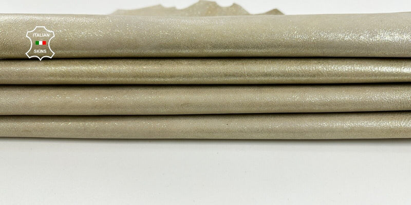 BEIGE PEARLIZED DISTRESSED VINTAGE LOOK Goat leather 2 skins 8sqf 0.9mm #C2551