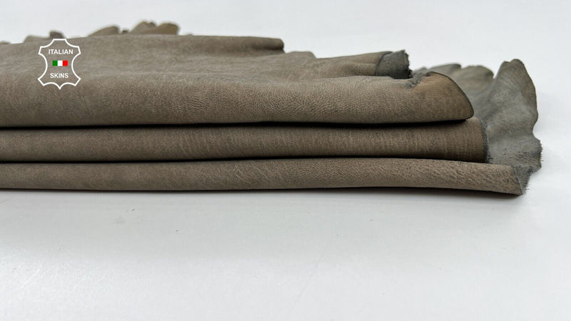 DIRTY WALNUT BEIGE VINTAGE LOOK Thick Soft Italian Lamb leather 6sqf 1.2mm #C737