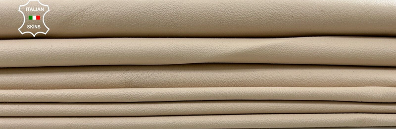 IVORY ROUGH Soft Italian Goatskin Goat leather hides 2 skins 12sqf 0.9mm #C522