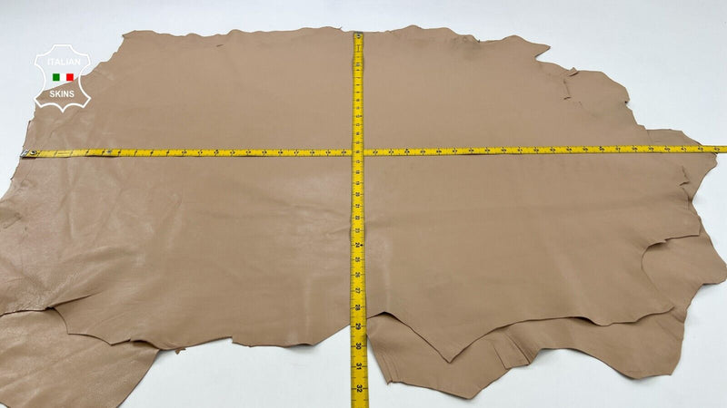 CREAM BEIGE SEMI GLOSS Thin Soft Italian Lamb leather 2 skins 16sqf 0.6mm #C659