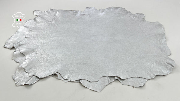 METALLIC SILVER ROUGH WASHED Thick Lambskin leather 2 skins 12sqf 1.2mm #C1493