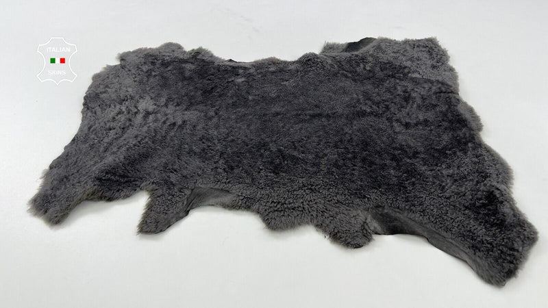 GREY SHORT HAIR On sheepskin Shearling Lamb hides skin Leather fur 14"x23" C1131