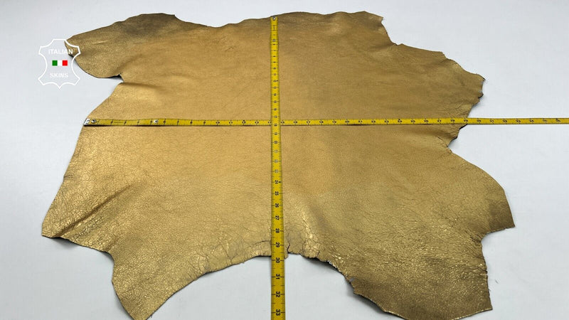 METALLIC OLD GOLD CRINKLED Soft Italian Lambskin leather hides 7sqf 1.0mm #C883