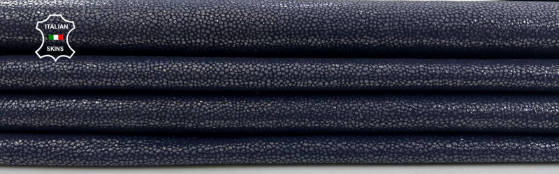 BLUE REPTILE PRINT On SHINY Soft Italian Lambskin leather hide 6sqf 0.7mm #C775