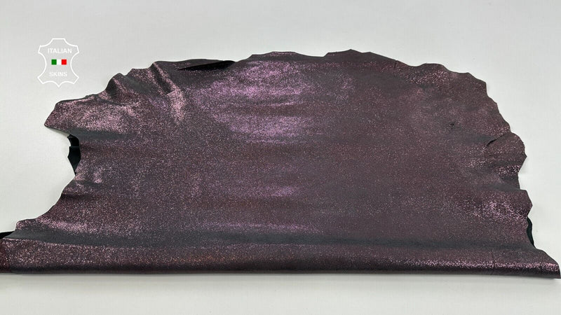 METALLIC RAISIN PURPLE CRACKED VINTAGE Lamb leather 2 skins 14sqf 1.0mm #C2577