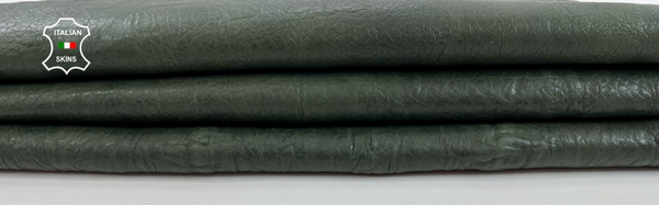 GREEN OLIVE ANTIQUED VEGETABLE TAN Soft Italian Lamb leather 5sqf 0.9mm #C1268