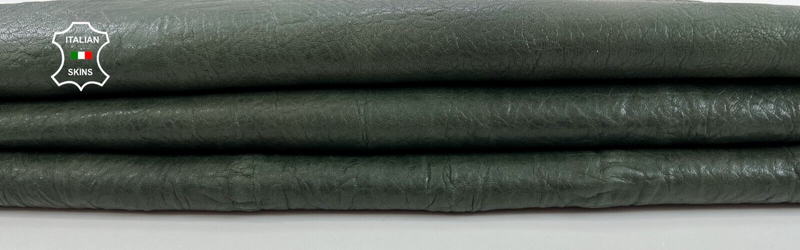 GREEN OLIVE ANTIQUED VEGETABLE TAN Soft Italian Lamb leather 5sqf 0.9mm #C1268