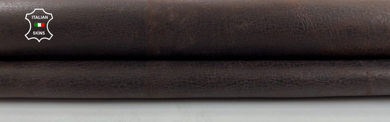 CHESTNUT BROWN ANTIQUED CRINKLED DOUBLE FACE Goatskin leather 3+sqf 0.9mm #C727