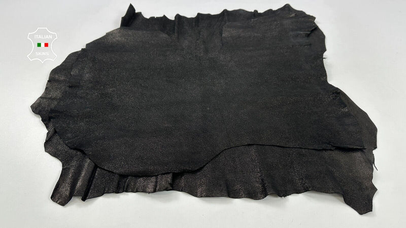 BLACK SHIMMER & SHINE PRINT ON Thick Goatskin leather 2 skins 5sqf 1.1mm #C2479