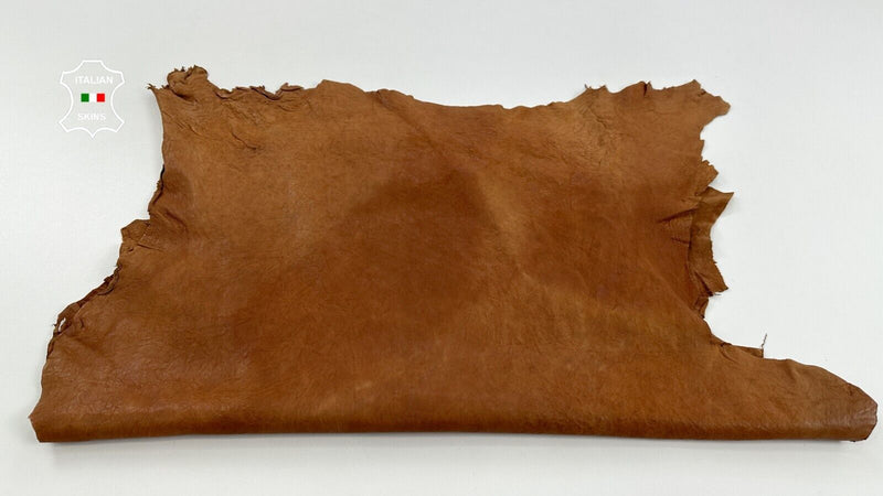 WASHED BROWN WRINKLED VEGETABLE TAN VINTAGE LOOK Lamb leather 6+sqf 1.1mm C2805