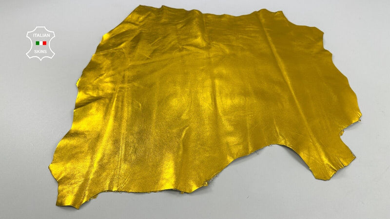 METALLIC YELLOW Italian Goatskin Goat leather skins hides 4+sqf 0.9mm #C2578