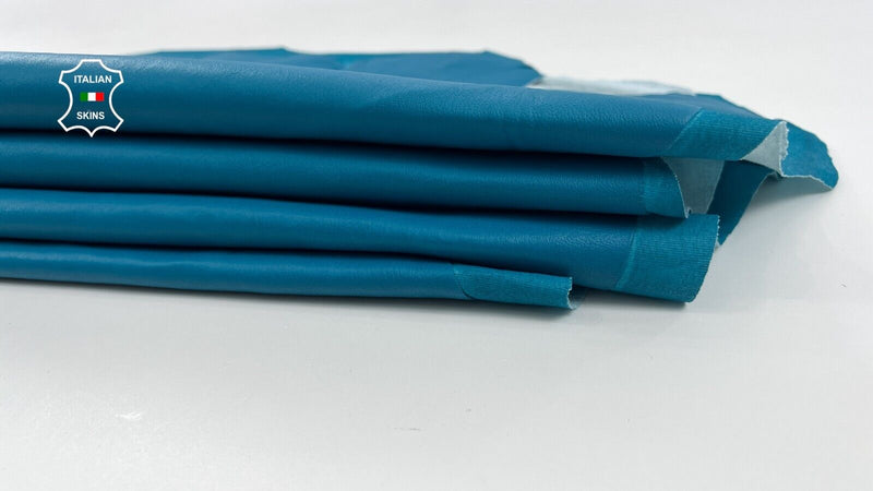 TEAL TURQUOISE BLUE Italian STRETCH Lambskin leather 2 skins 11sqf 0.9mm #C1136