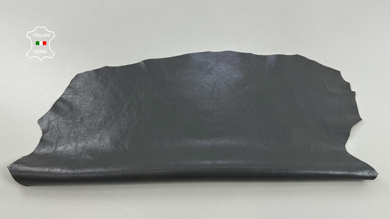 PATENT SHINY MEDIUM GREY ROUGH Italian Goatskin leather hides 4+sqf 0.9mm #C2932