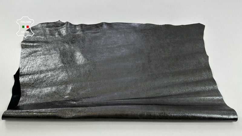 METALLIC GUNMETAL ROUGH Soft Italian Lambskin leather hides 7sqf 0.8mm #C2558