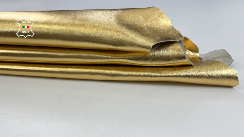 METALLIC GOLD Thick Italian Lambskin Sheep leather hides skins 9sqf 1.1mm C1742