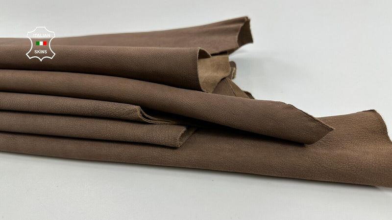 WASHED TAUPE BROWN VEGETABLE TAN ROUGH Goat leather 2 skins 9+sqf 1.3mm C2448