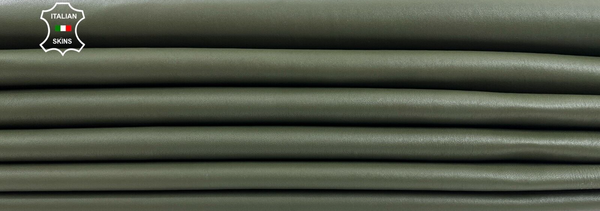 OLIVE GREEN Soft Italian STRETCH Lambskin leather hide 6 skins 35sqf 1.0mm C2135