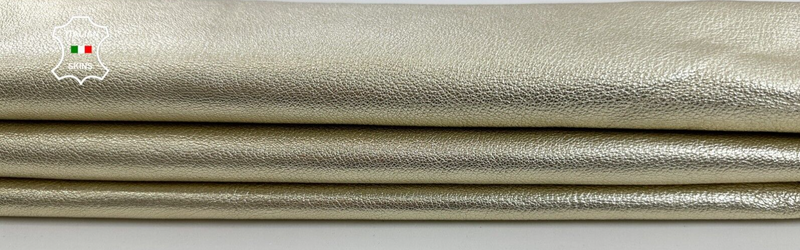 METALLIC LIGHT GOLD ROUGH GRAINY Thick Soft Goatskin leather  4+sqf 1.2mm #C2390