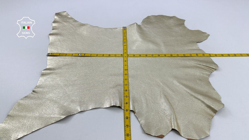 METALLIC LIGHT GOLD ROUGH GRAINY Thick Soft Goatskin leather  4+sqf 1.2mm #C2390