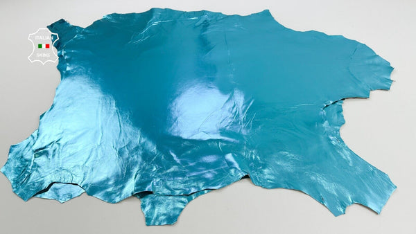 METALLIC  TURQUOISE BLUE Thin Soft Lambskin leather 2 skins 10+sqf 0.6mm #C2429