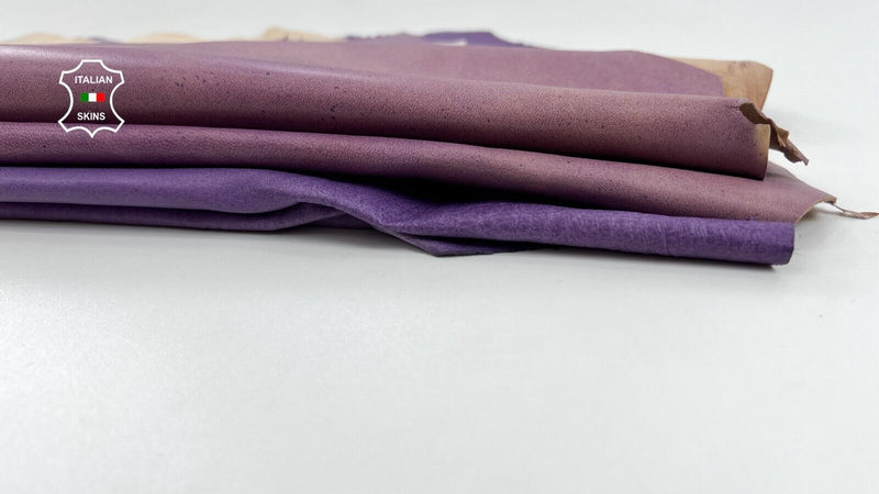 DIRTY PURPLE DISTRESSED VINTAGE LOOK Soft Lamb leather 2 skins 12sqf 0.7mm #C739