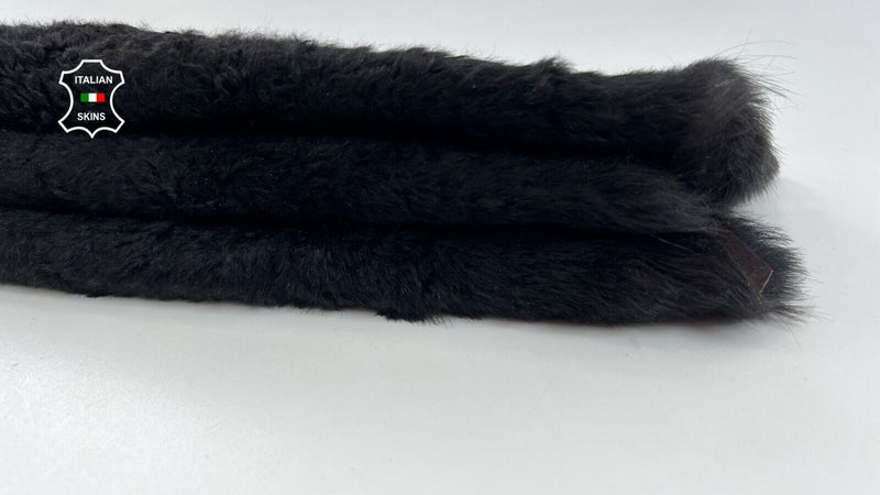 VERY DARK BROWN Short Hair On Italian sheepskin Lamb shearling fur 14"x23" C1958