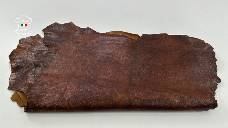 BURNT BROWN PEARLIZED DISTRESSED COATED Goat leather 4 skins 13+sqf 0.9mm C2366