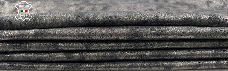 METALLIC PEWTER SHIMMER DISTRESSED Lambskin leather 2 skins 14sqf 1.0mm C3056