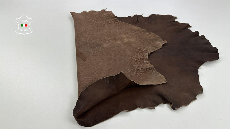 WASHED DARK BROWN RUSTIC ANTIQUED VEGETABLE TAN Lamb leather 7sqf 1.4mm #C2806