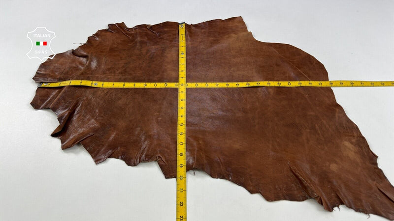 RUSSET BROWN VEGETABLE TAN VINTAGE Thick Soft Lambskin leather 3+sqf 1.2mm C2096