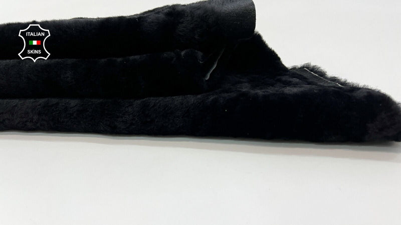 BLACK SHORT Hair On sheepskin Lamb shearling fur leather hides 24"X34" #C426