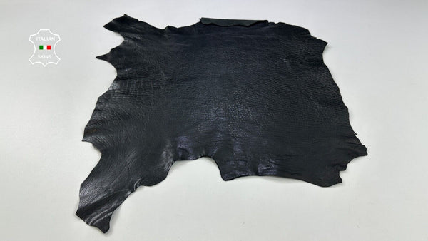 BLACK GRAINY SHINY Thick Italian Goatskin Goat leather hides 4+sqf 1.4mm #C2174