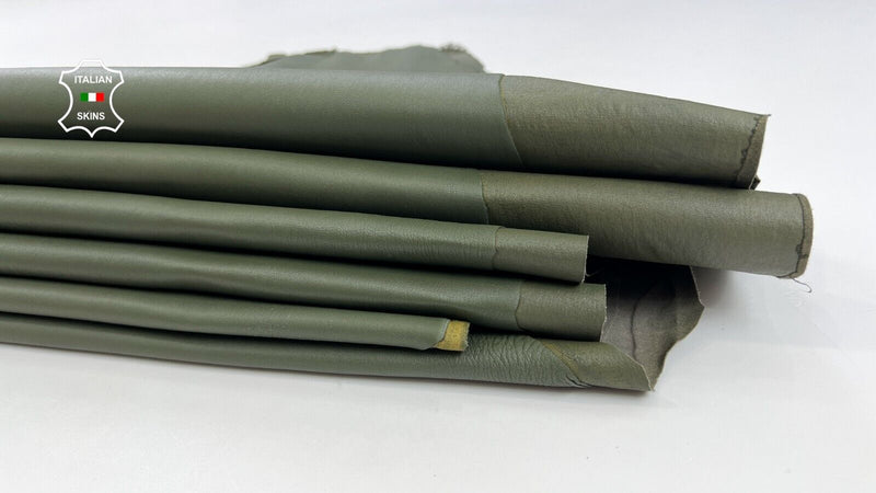 OLIVE GREEN Soft Italian STRETCH Lambskin leather hide 6 skins 35sqf 1.0mm C2135