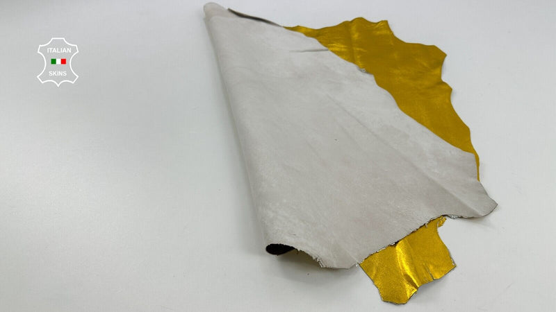 METALLIC YELLOW Italian Goatskin Goat leather skins hides 4+sqf 0.9mm #C2578