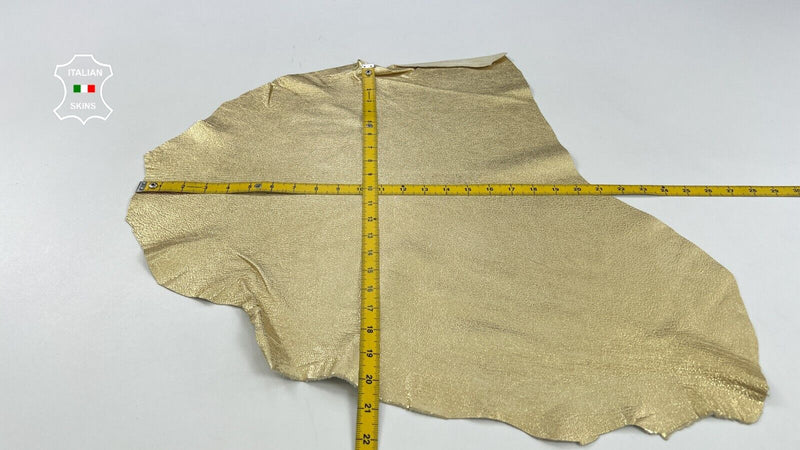 METALLIC GOLD GRAINY ROUGH Soft Italian Goatskin leather hides 2+sqf 1.0mm C1871