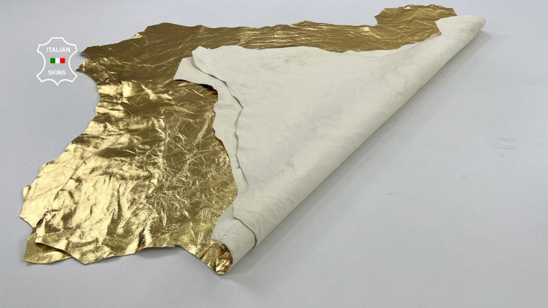 CRINKLE METALLIC GOLD Italian Lambskin Sheep leather 2 skins 12sqf 0.7mm #C1272